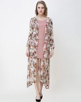 women floral print front-open shrug