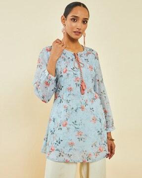 women floral print georgette a-line tunic