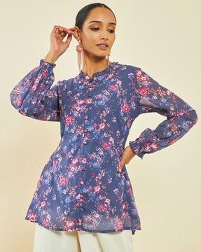 women floral print georgette a-line tunic