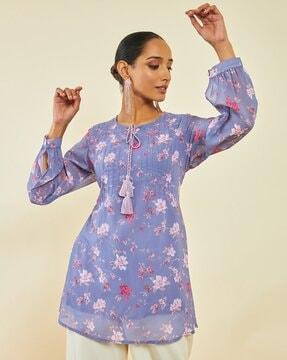 women floral print georgette a-line tunic