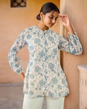 women floral print georgette a-line tunic