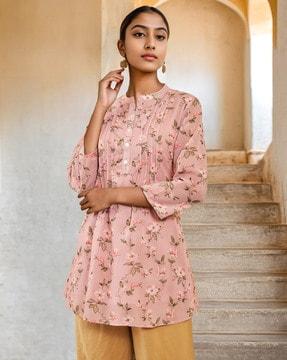 women floral print georgette a-line tunic