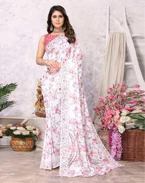 women floral print georgette saree