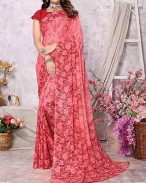 women floral print georgette saree