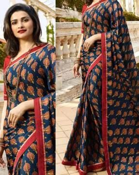 women floral print georgette saree