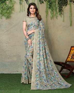 women floral print georgette saree