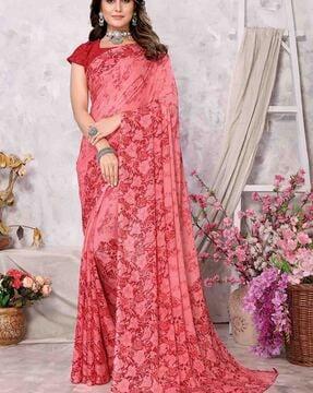 women floral print georgette saree