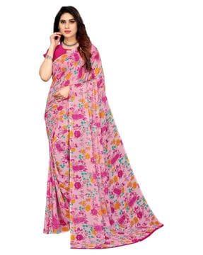 women floral print georgette saree