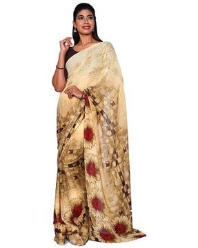 women floral print georgette saree