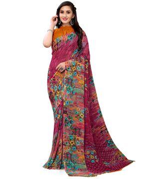 women floral print georgette saree