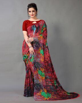 women floral print georgette saree