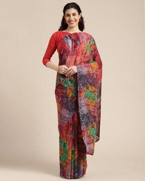 women floral print georgette saree