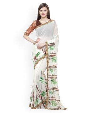 women floral print georgette saree