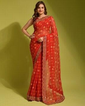 women floral print georgette saree