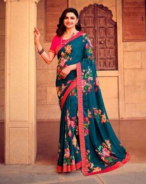 women floral print georgette saree