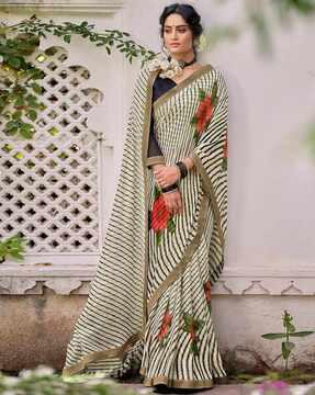 women floral print georgette saree