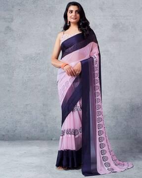 women floral print georgette saree