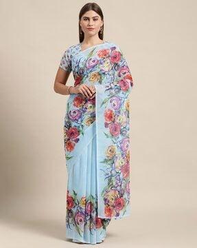 women floral print georgette saree