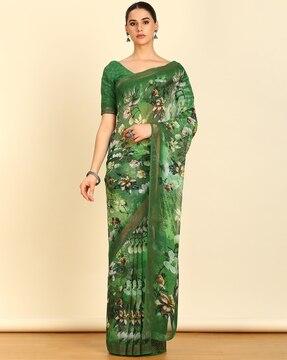 women floral print georgette saree