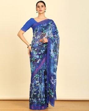 women floral print georgette saree