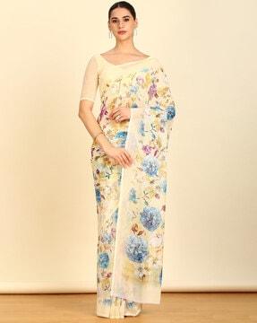 women floral print georgette saree