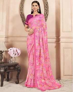 women floral print georgette saree