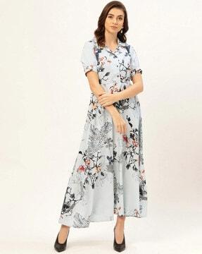 women floral print gown dress