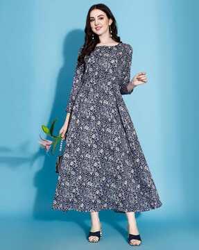 women floral print gown dress