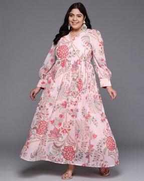 women floral print gown dress