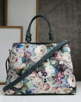 women floral print hand bag with detachable strap