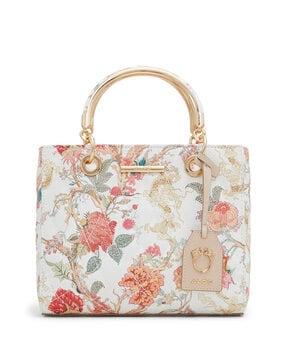 women floral print handbag with detachable strap