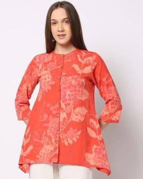 women floral print handkerchief tunic