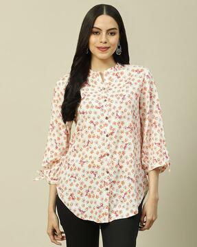 women floral print high-low tunic