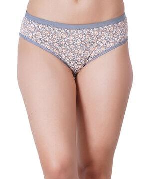 women floral print hipster panties with elasticated waistband