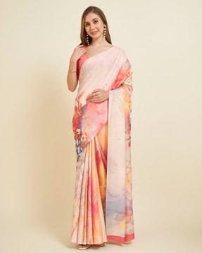 women floral print japan satin silk saree