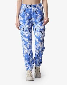 women floral print joggers with elasticated waist