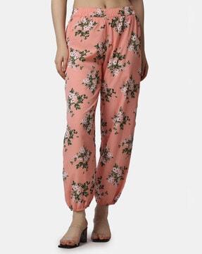 women floral print joggers with elasticated waistband