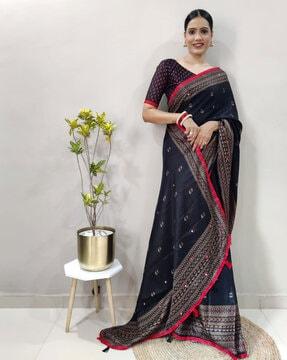 women floral print jute silk saree