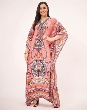 women floral print kaftan dress