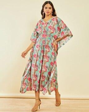 women floral print kaftan dress