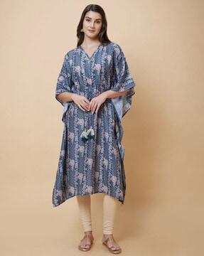 women floral print kaftan kurta