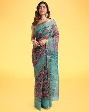 women floral print kota doria saree