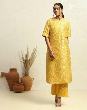 women floral print kurta & palazzos set