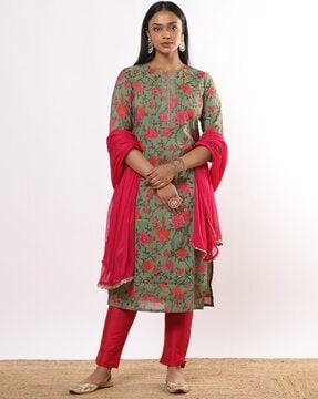 women floral print kurta suit set