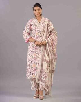 women floral print kurti with dupatta