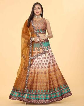 women floral print lehenga choli set with dupatta