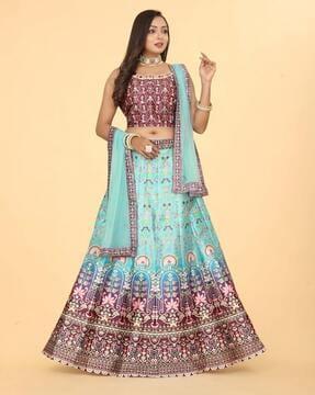 women floral print lehenga choli set with dupatta