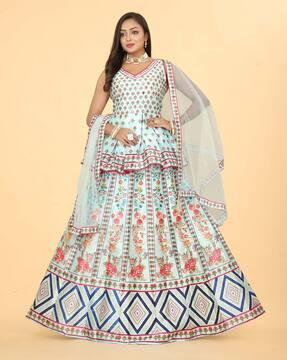 women floral print lehenga choli set with dupatta