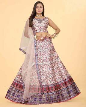 women floral print lehenga choli set with dupatta