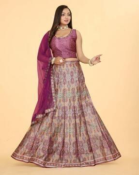 women floral print lehenga choli set with dupatta